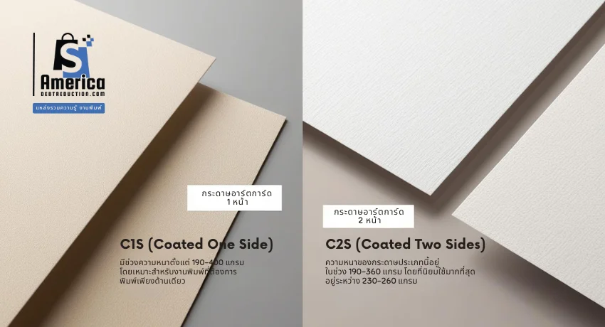 เปรียบเทียบกระดาษอาร์ตการ์ด 1 หน้า (C1S) และ 2 หน้า (C2S) พร้อมรายละเอียดความหนา